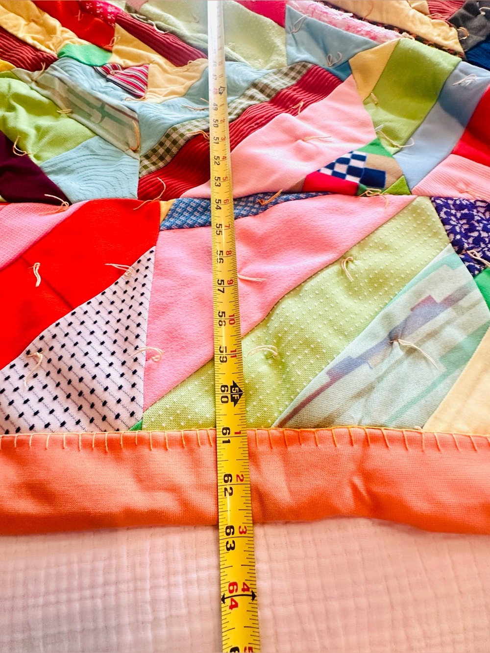 VTG Multi-Color Handmade Patchwork String Herringbone Quilt - Picture 3 of 16